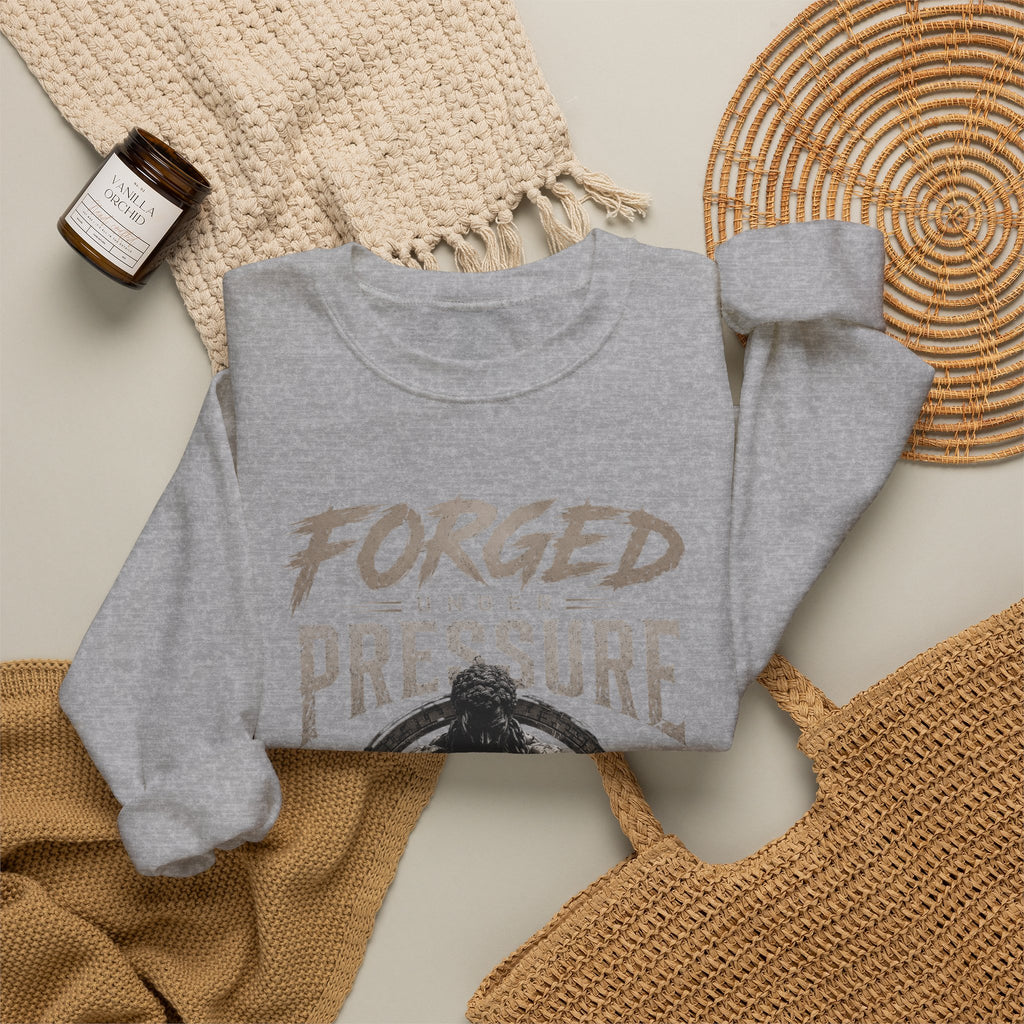 Forged Under Pressure Crewneck Sweatshirt — Motivational Gym Apparel