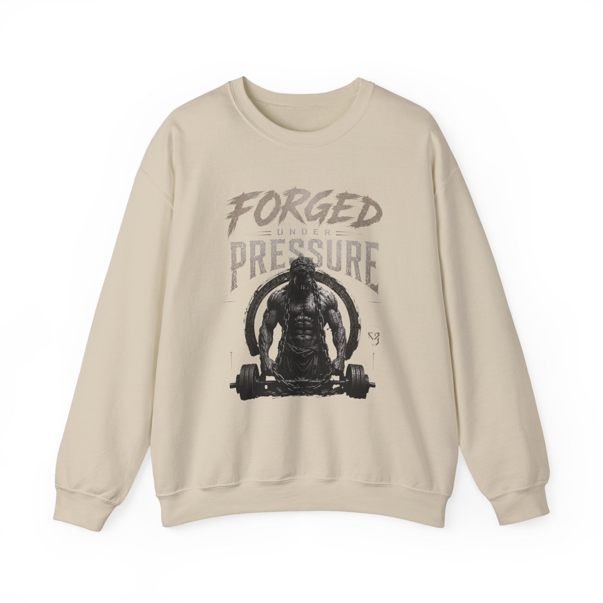 Forged Under Pressure Crewneck Sweatshirt — Motivational Gym Apparel