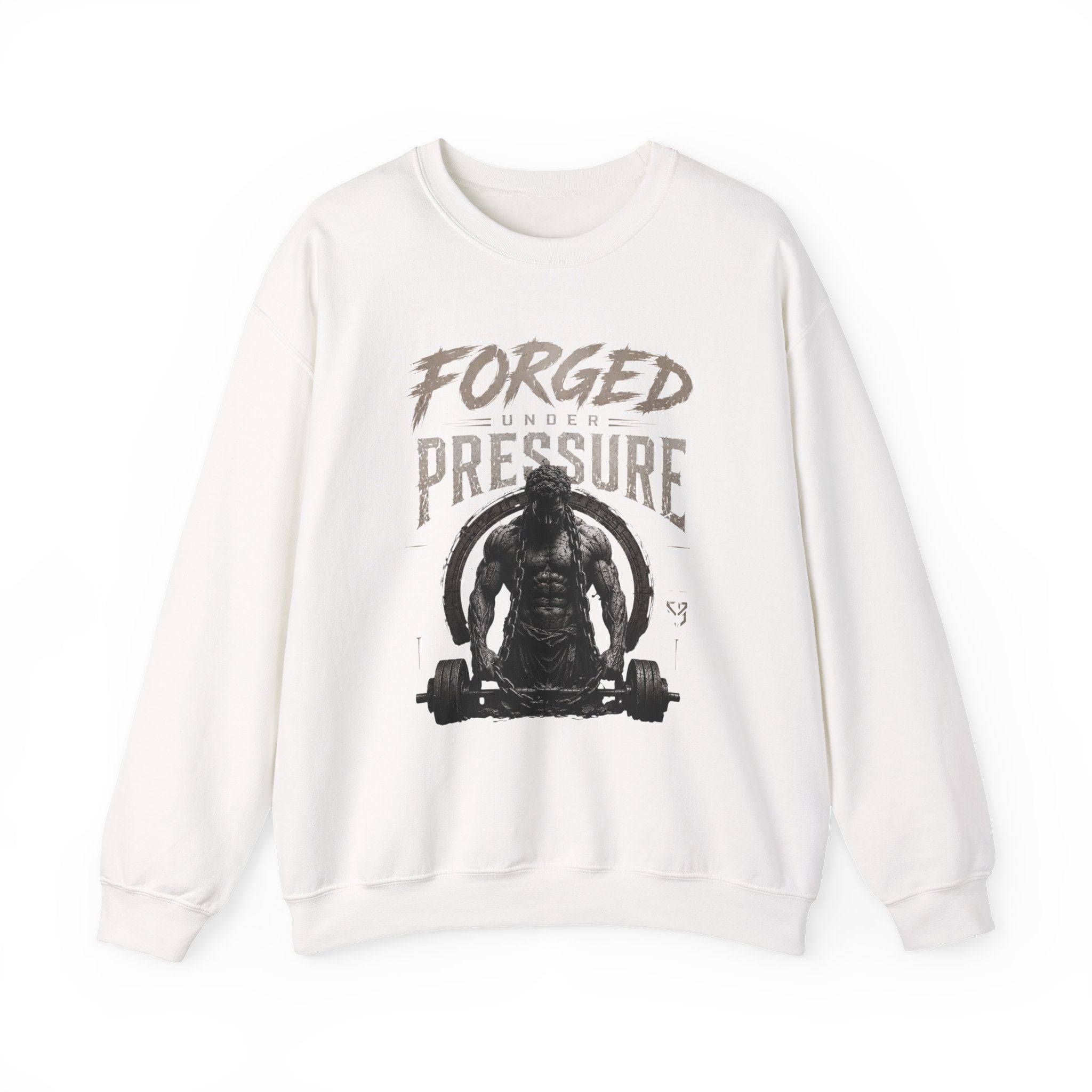 Forged Under Pressure Crewneck Sweatshirt — Motivational Gym Apparel