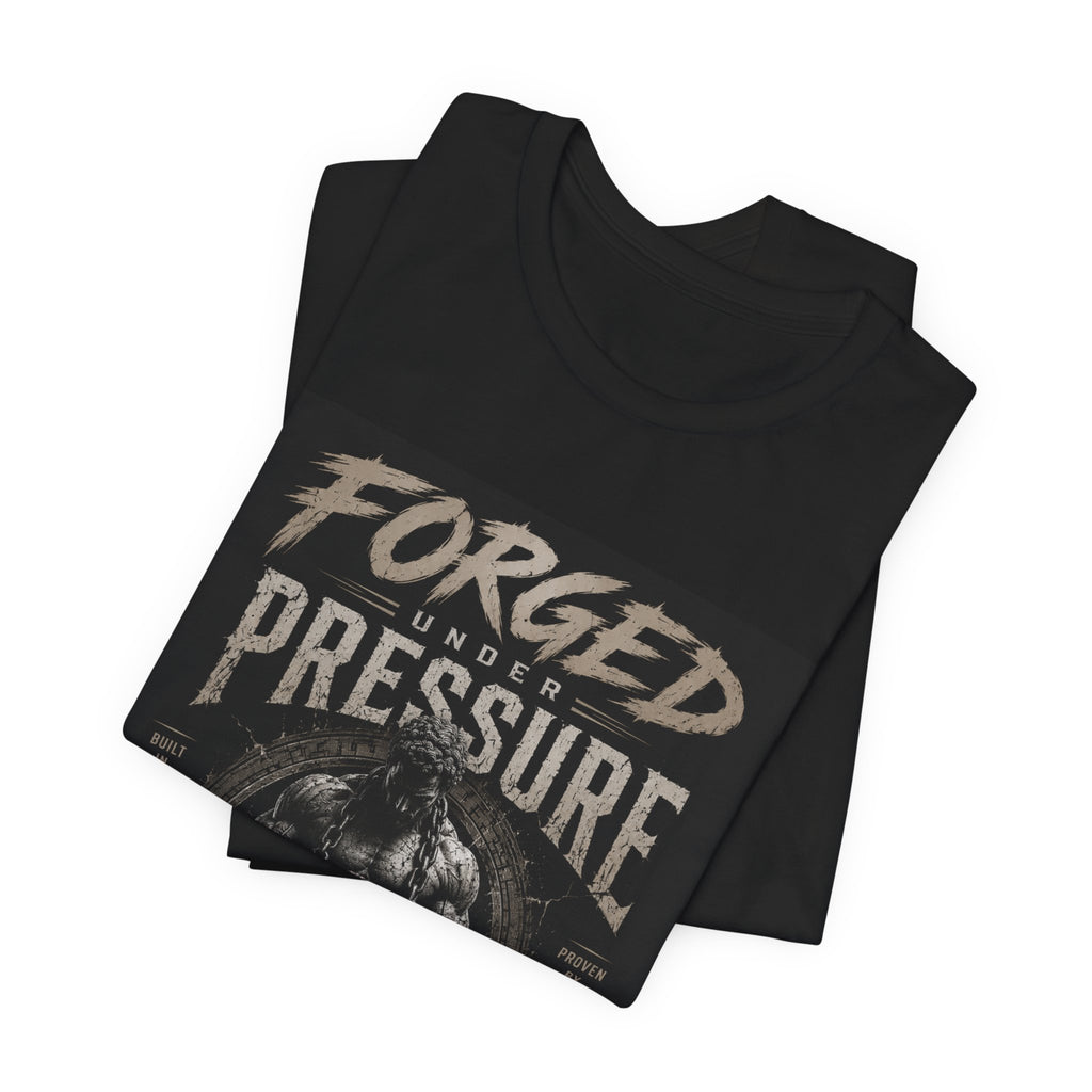 Forged Under Pressure Graphic Tee — Motivational Strength Fitness Shirt
