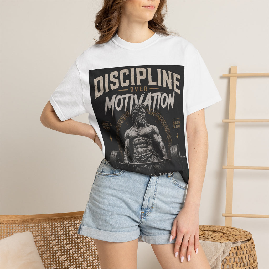 Discipline Over Motivation T-Shirt — Gym Motivation Fitness Tee