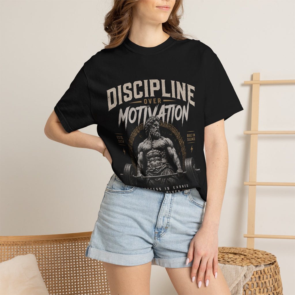 Discipline Over Motivation Gym T-Shirt — Weightlifting Motivational Fitness Tee