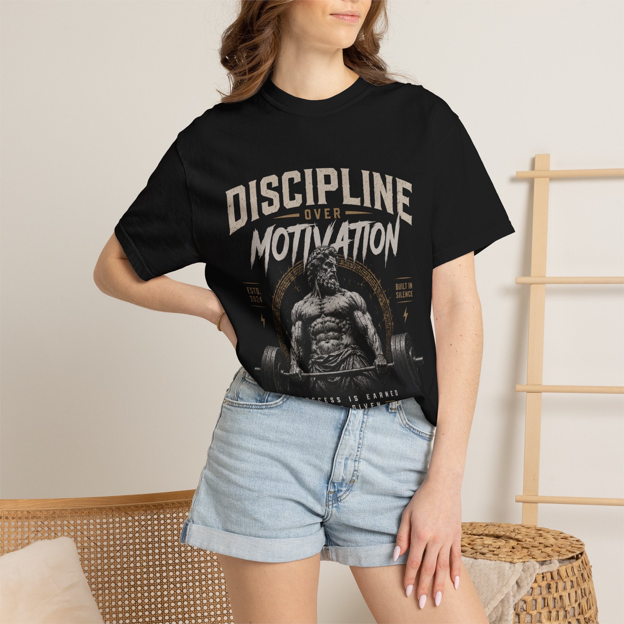 Discipline Over Motivation Gym T-Shirt — Weightlifting Motivational Fitness Tee