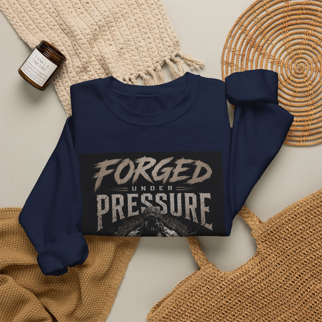 Forged Under Pressure Crewneck Sweatshirt — Motivational Gym Apparel