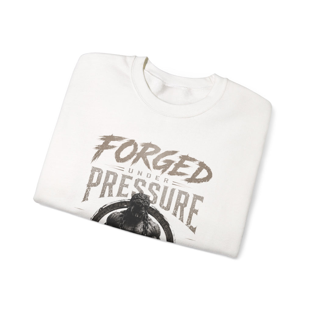 Forged Under Pressure Crewneck Sweatshirt — Motivational Gym Apparel