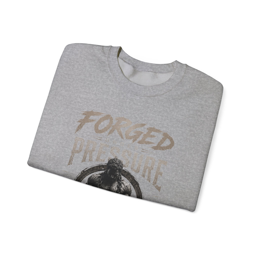 Forged Under Pressure Crewneck Sweatshirt — Motivational Gym Apparel