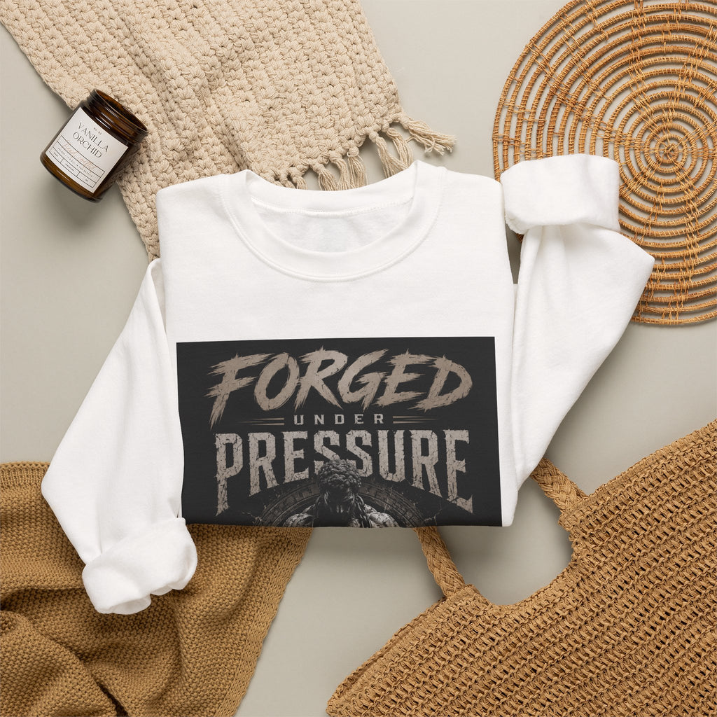 Forged Under Pressure Crewneck Sweatshirt — Motivational Gym Apparel