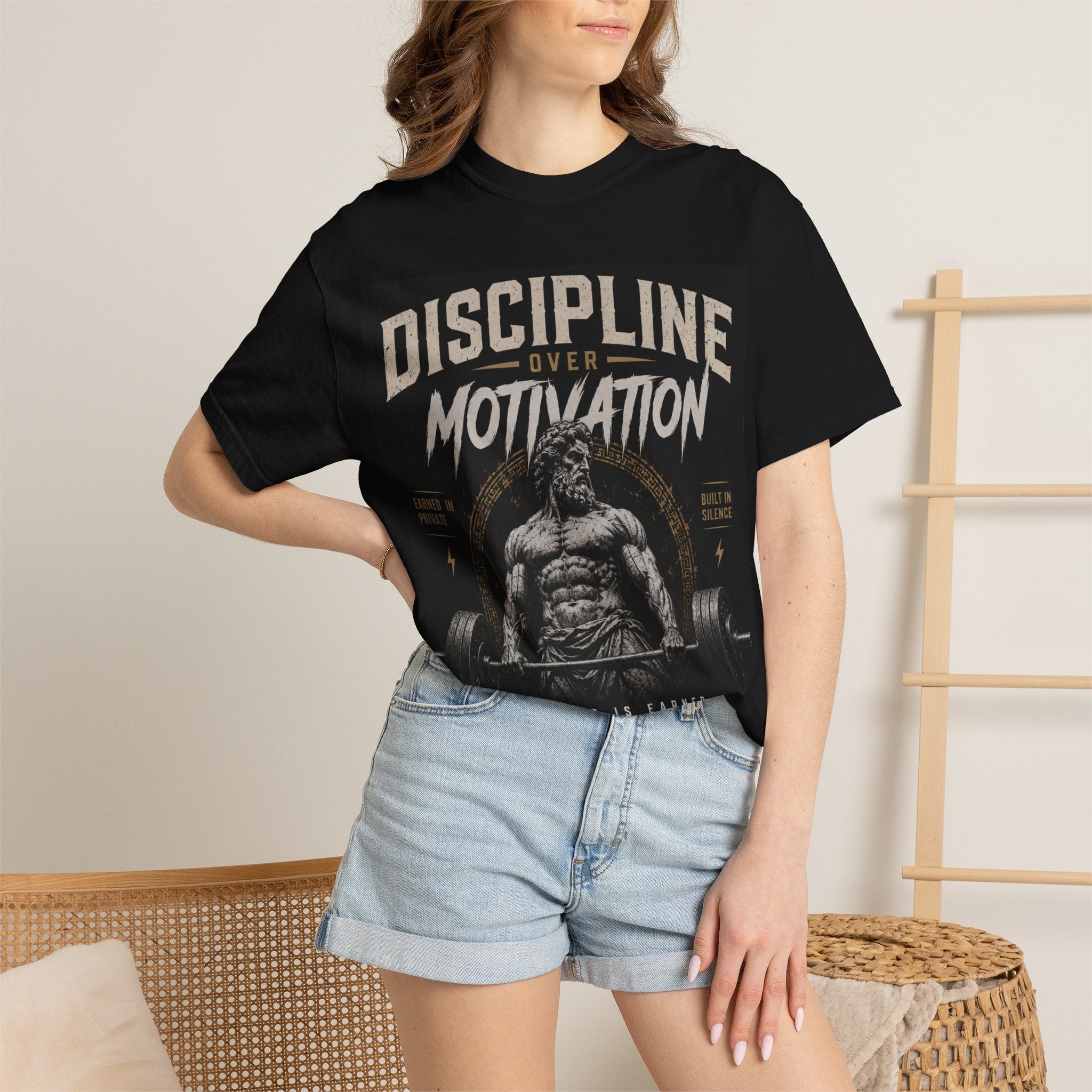 Discipline Over Motivation T-Shirt — Gym Motivation Fitness Tee