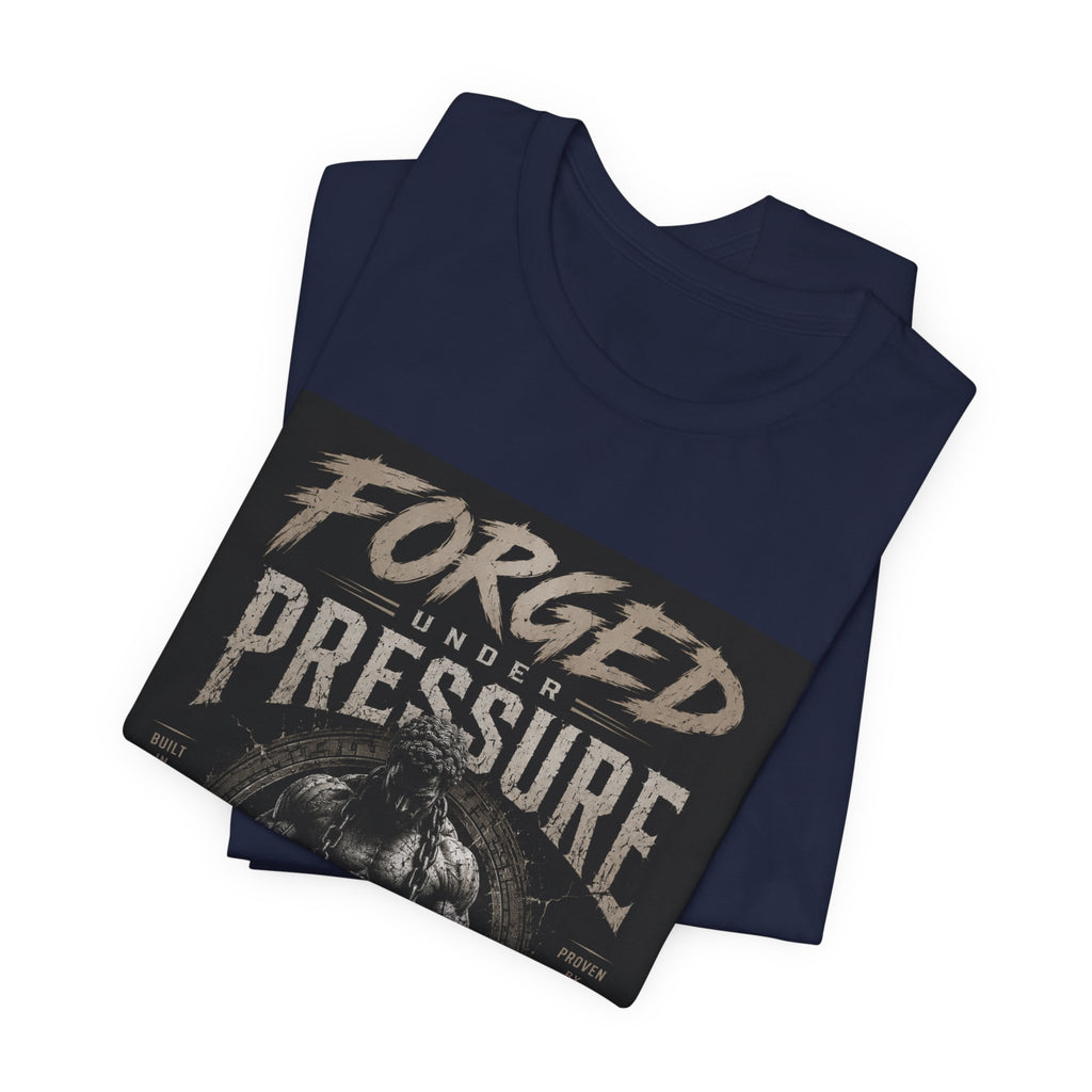Forged Under Pressure Graphic Tee — Motivational Strength Fitness Shirt