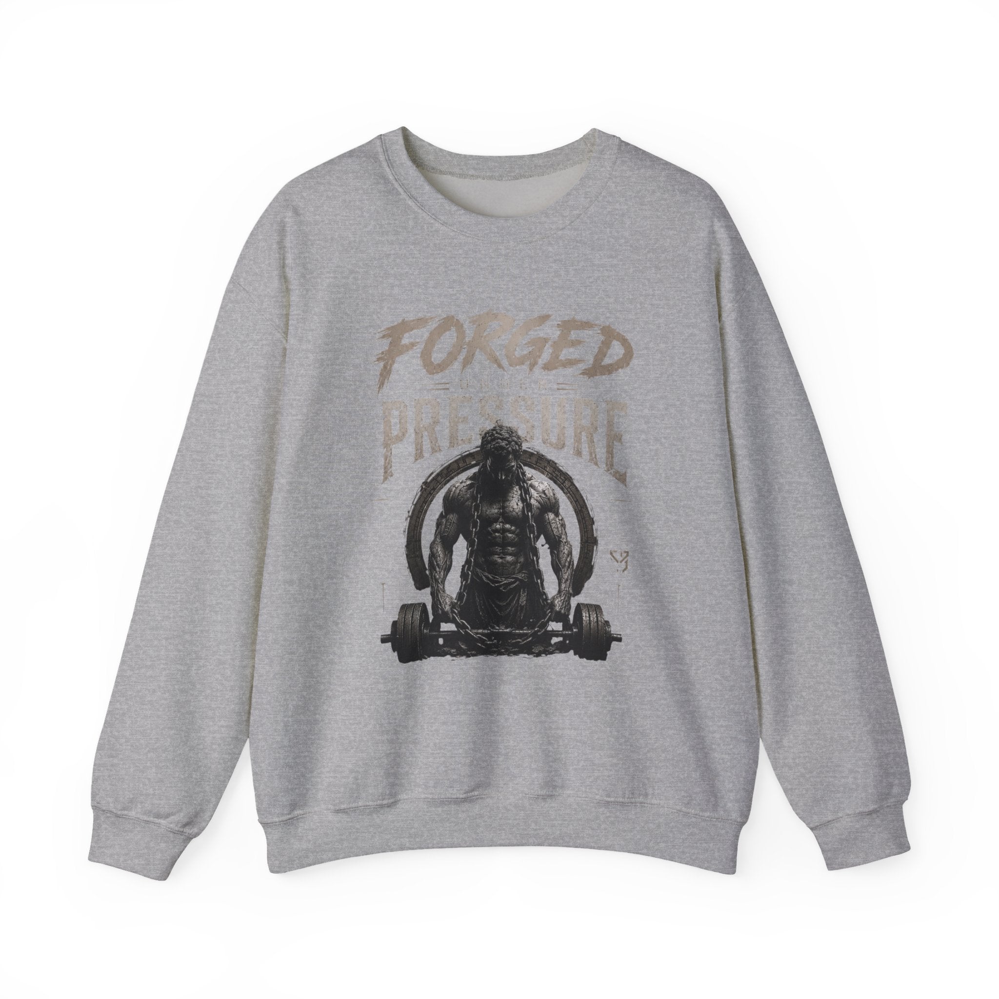 Forged Under Pressure Crewneck Sweatshirt — Motivational Gym Apparel