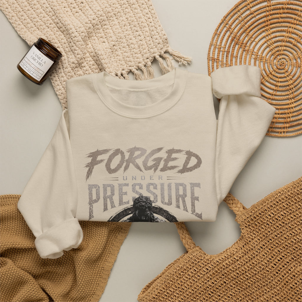 Forged Under Pressure Crewneck Sweatshirt — Motivational Gym Apparel
