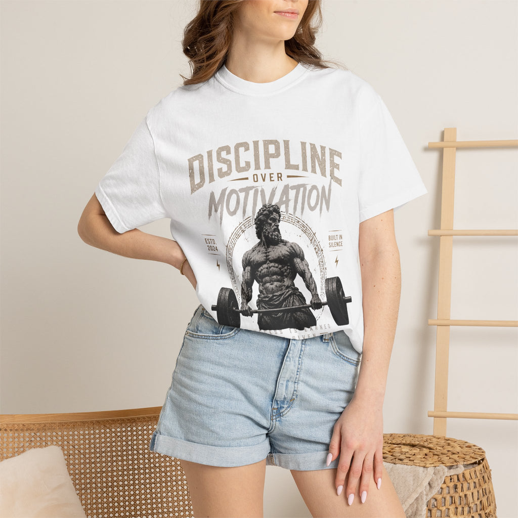 Discipline Over Motivation Gym T-Shirt — Weightlifting Motivational Fitness Tee