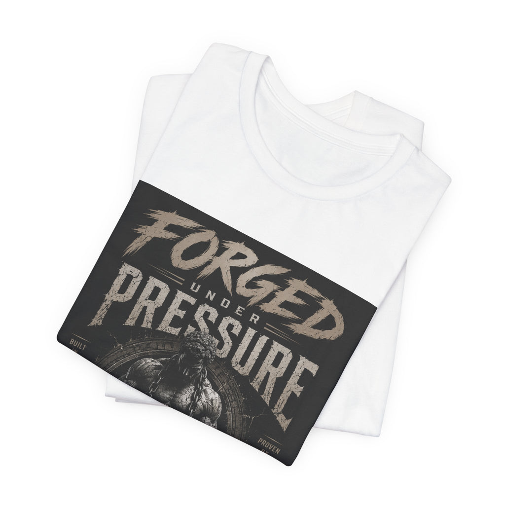 Forged Under Pressure Graphic Tee — Motivational Strength Fitness Shirt