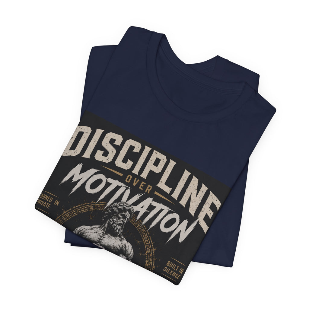 Discipline Over Motivation Gym Tee — Motivational Weightlifting T-Shirt