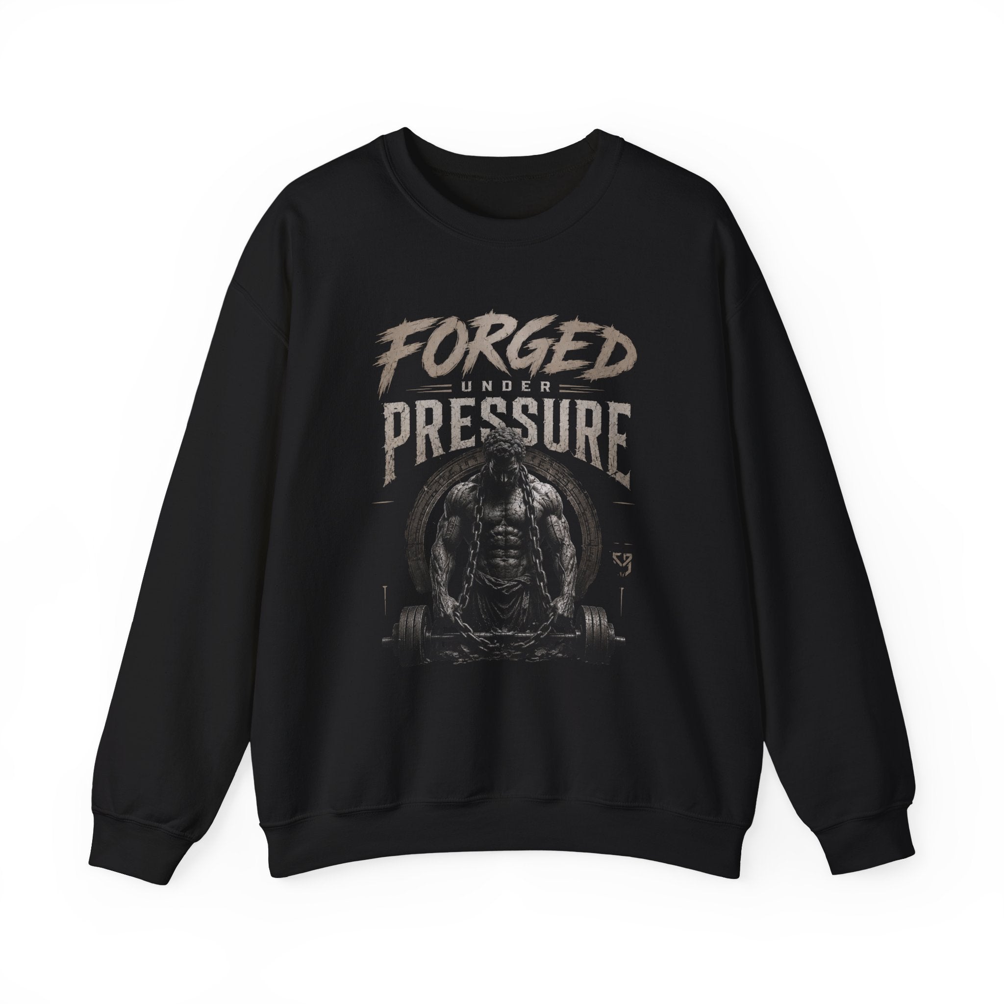Forged Under Pressure Crewneck Sweatshirt — Motivational Gym Apparel