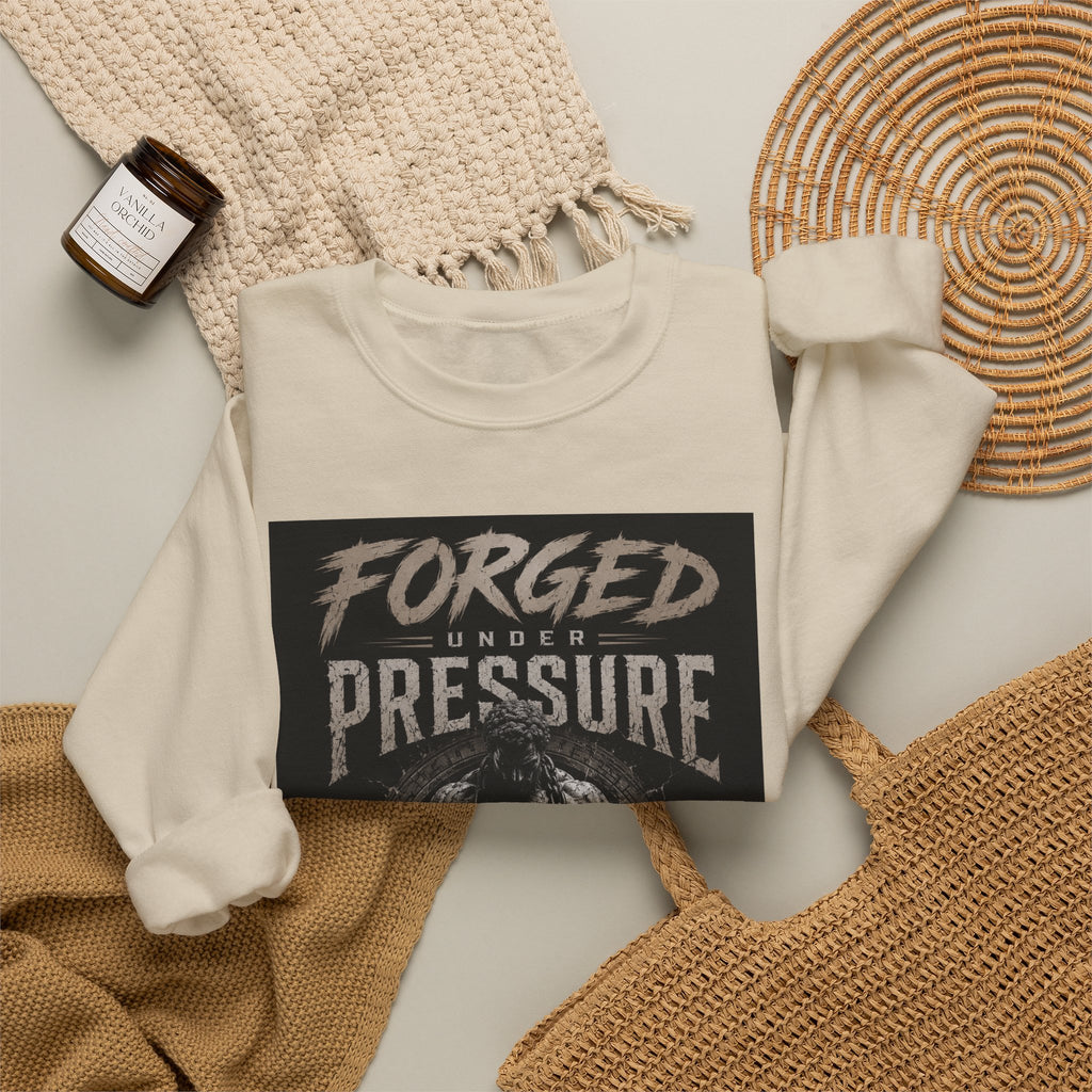 Forged Under Pressure Crewneck Sweatshirt — Motivational Gym Apparel