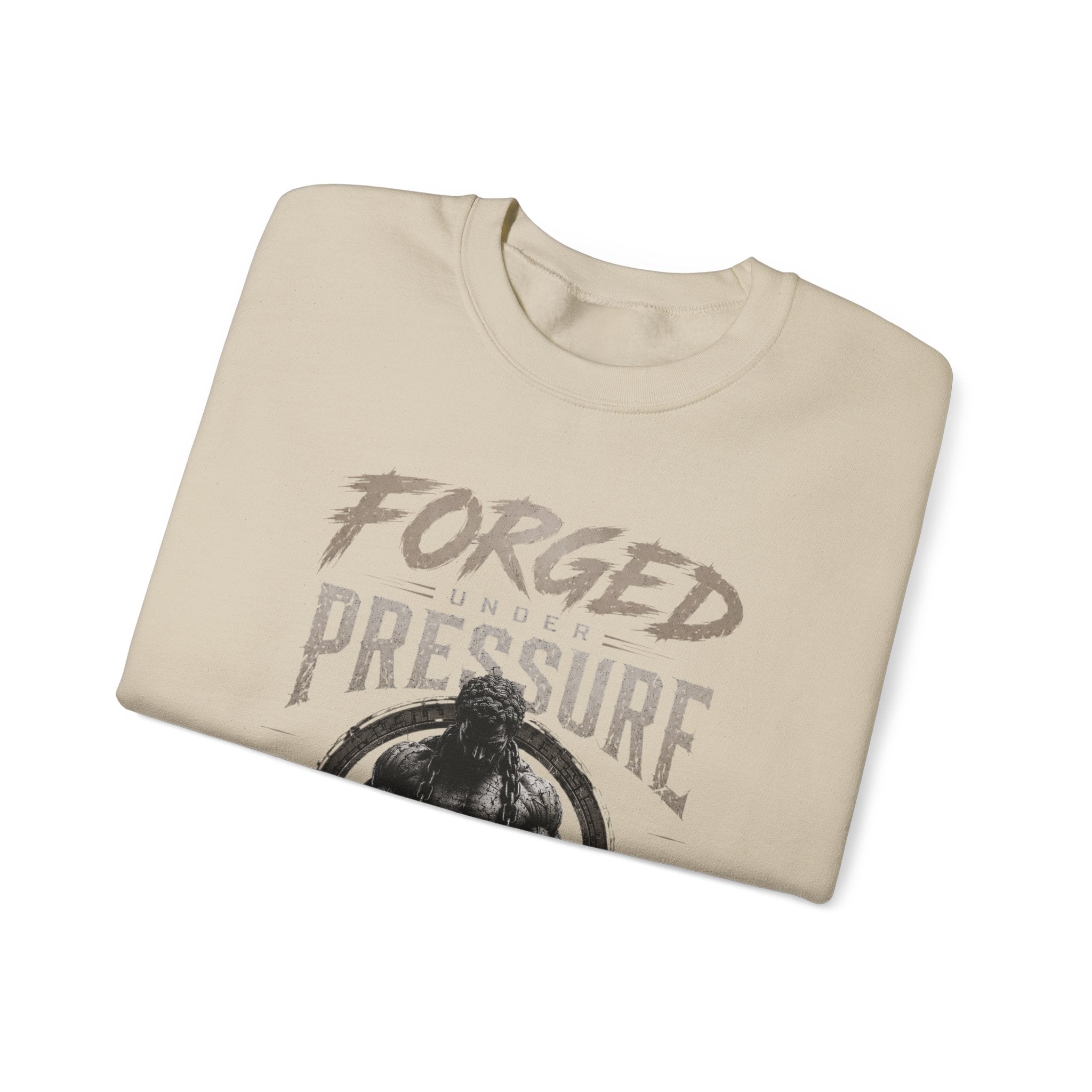 Forged Under Pressure Crewneck Sweatshirt — Motivational Gym Apparel