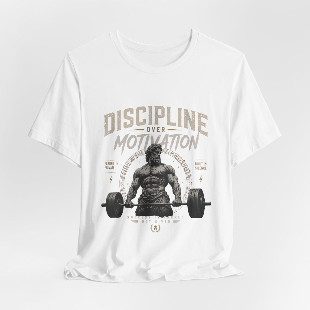 Discipline Over Motivation Gym Tee — Motivational Weightlifting T-Shirt